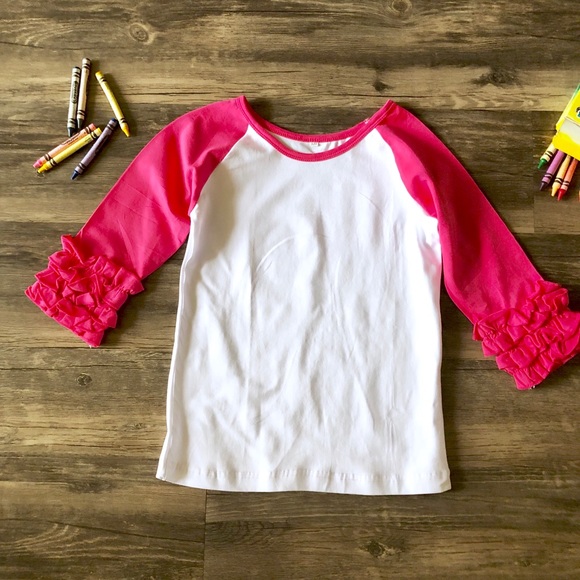 Girl’s Ruffled Pink & White Shirt size 6 - Picture 4 of 8